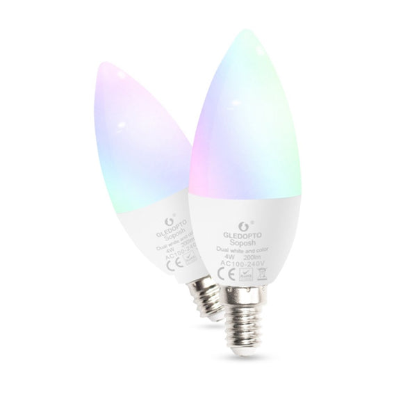 GLEDOPTO Zig.Bee ZLL GL-B-001Z AC100-240V RGBCCT E14 4W LED Candle Bulb Work with Amazon Echo Plus