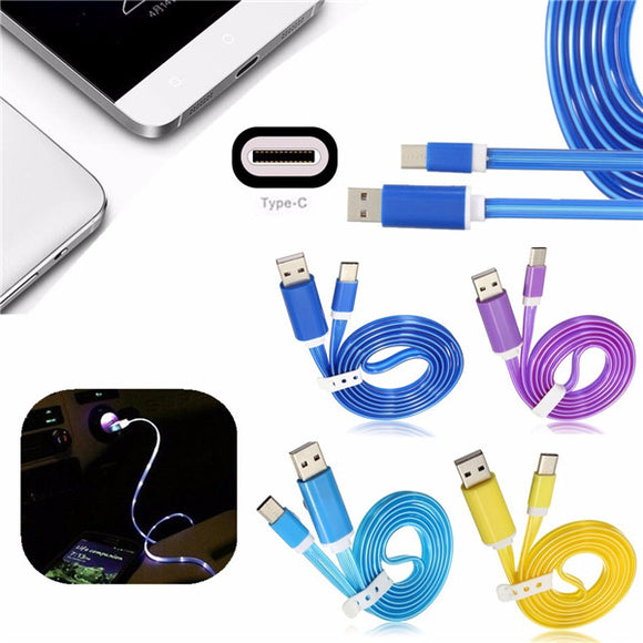 1M 3.3ft LED Light USB 3.1 Type C To USB 2.0 A Data Sync Charger Cable For Mobile Phone