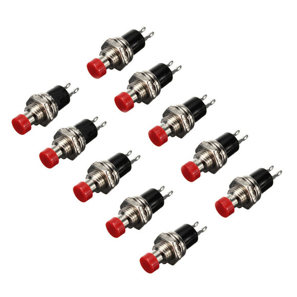 10Pcs DC 50V 0.5A Red Knob Momentary Push Button Switch