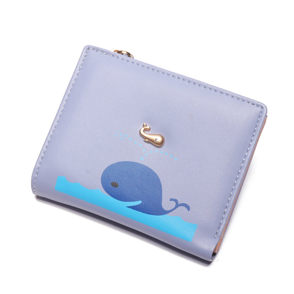 Women Zipper Pocket Photo Holder Coin Bag Fashion Cute Purse Cartoon Short Wallet