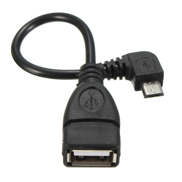 90 Degree Right Angel OTG Micro USB B Male to USB 2.0 Female Data Charge Cable Adapter
