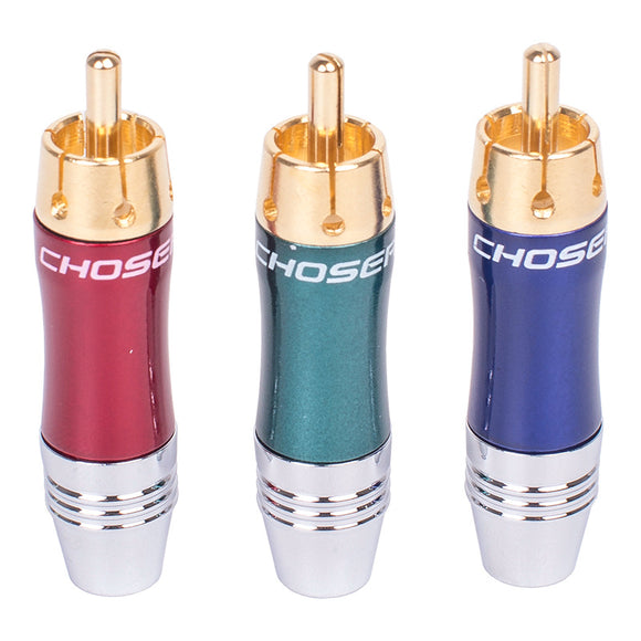 3Pcs RCA Male Plug Adapter Coaxial Audio Cable Terminal Audio Video Connectors Metal