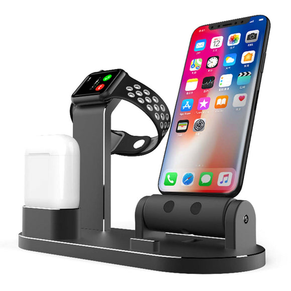3 In 1 Aluminum Alloy Charging Dock Station Phone Holder For iPhone Apple AirPods Apple Watch Series