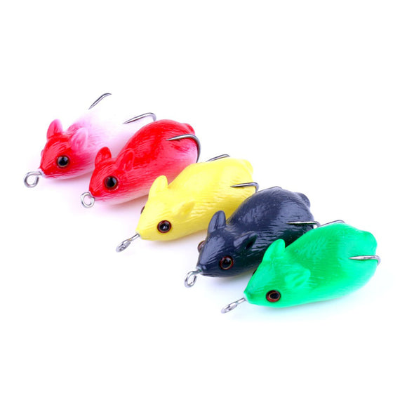 FO0125B 5Pcs/Set 5CM 8.5G 3D Eye Rubber Mouse Frog Lure Fishing Lure Topwater Artificial Soft Bait