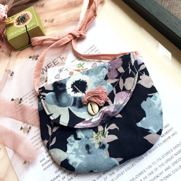 1-3 Years Old Children Lovely Floral Canvas Crossbody Bag Garden Travel Handbag