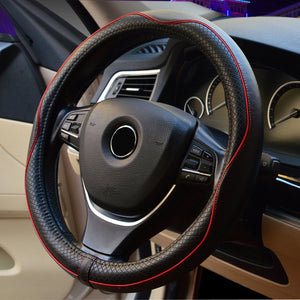 38cm Diameter Luxury PU Leather Car Steering Wheel Cover Car Accessories