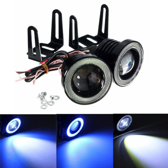 Pair 30W COB LED Car Fog Light Ice Blue Halo Angle Eyes Ring Bulb