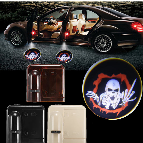 2Pcs Wireless Sensor Car Door Logo Lights LED Projector Shadow Red Vampire Courtesy Laser Kit