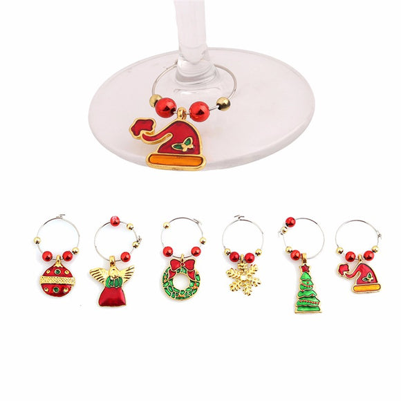 Christmas Wine Glass Decoration Charms Party New Year Cup Ring Table Decorations