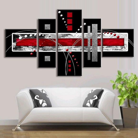 5 PCS Abstract Wall Art Red Black Grey Modern Canvas Print Paintings Home Decorations