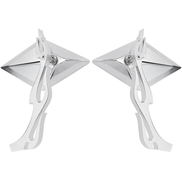 Motorcycle Chrome Flame Mirrors For Harley Davidson Sportster Softail Dyna Electra Glide