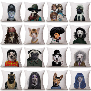 Honana PC-102 Style Cartoon Cushion Dog Cat Pillow case Cotton Linen Decorative Cute Pillowcases