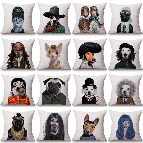 Honana PC-102 Style Cartoon Cushion Dog Cat Pillow case Cotton Linen Decorative Cute Pillowcases