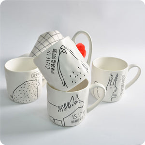 KCASA KC-MUG05 Four Cartoon Animals Ceramic Milk Cup Coffee Mug Tea Glass Tea Cup Tumbler