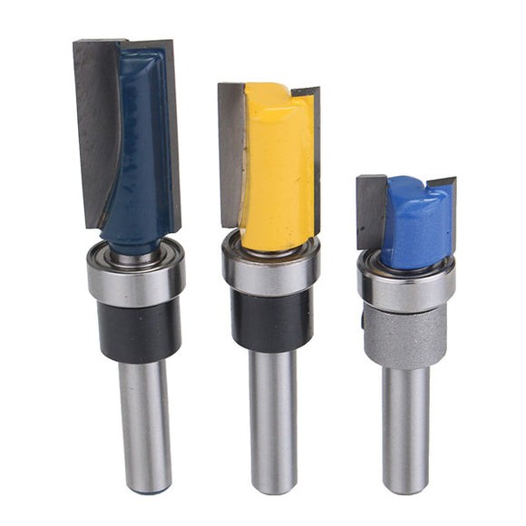 3pcs 1/4 Inch Shank Top Bearing Flush Trim Pattern Router Bit Set 1/2 Inch Milling Cutter