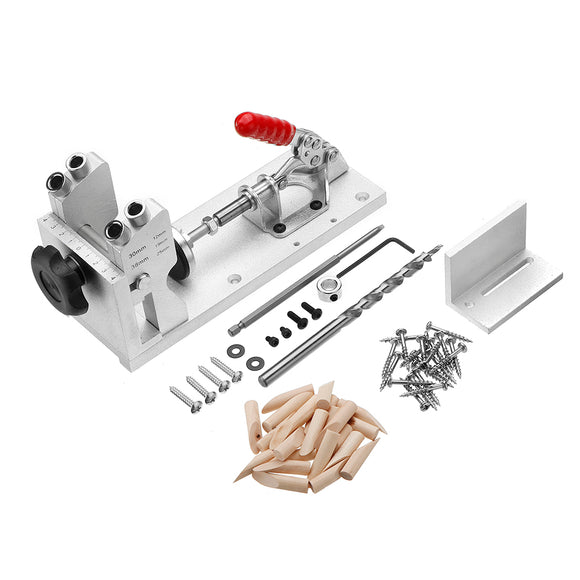 Woodworking Pocket Hole Jig System Guide Carpenter Kit with Clamp and Hole Drill Bits