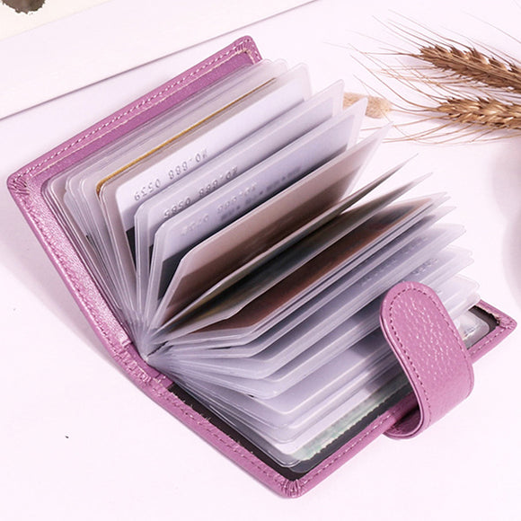 Women Men 20 Card Slots Genuine Leather Hasp Card Holder Purse Document Storage Bags