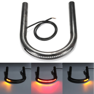 Cafe Racer Frame Hoop Tracker End Flat Seat Loop With LED Turn Brake Light