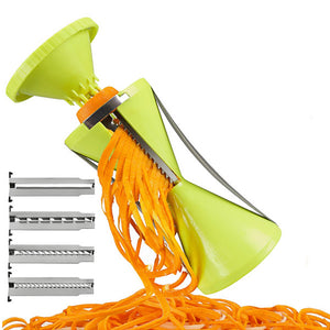 Vegetable Spiral Slicer Peeler Redesigned Handle With 4 Blade Veggie Julienne Slicer Cutter