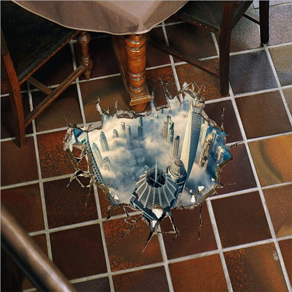 3D Floor Hole Wall Decals Removable Overlook Wall Stickers Home Wall Decor Gift