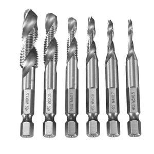 Drillpro 6pcs HSS 1/4 Hex Shank Countersink Drill Bit Set UNC or Metric Deburr Countersink Bits"