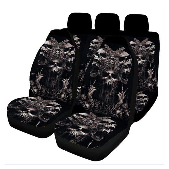 1/7PCS Universal Car SUV Truck Seat Covers Skull Front & Rear Seat  Full Protect