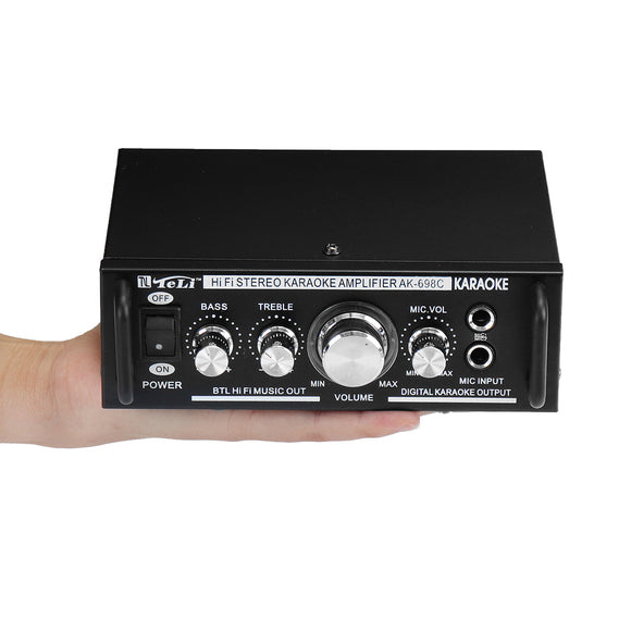 Teli AK-698C 2x300W Bass HIFI Karaoke Power Amplifier Support Microphone