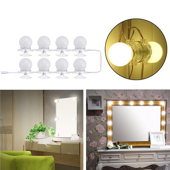 8Pcs Makeup Mirror Vanity LED Light Bulbs LED Gadgets Kit for Dressing Hollywood Super Star