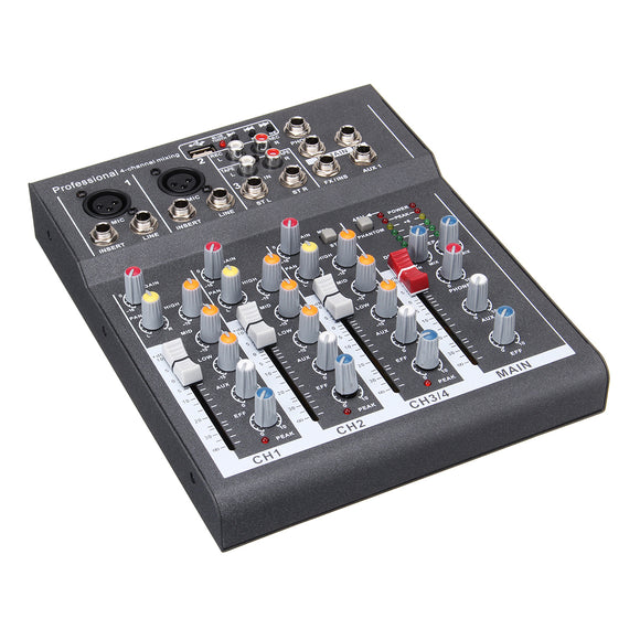Portable 4 Channel USB Audio Mixer bluetooth Live Stage Audio Mixing Console