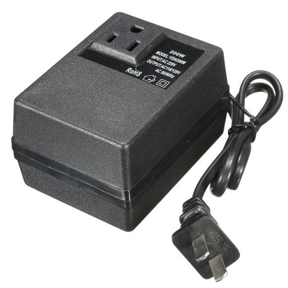 AC 220V/240V To AC 110V/120V 200W International Voltage Converter Travel Transformer With US Plug