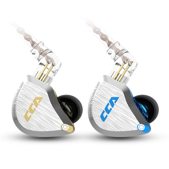 CCA C12 1DD+5BA In-ear Earbuds HIFI Metal Earphone 3.5mm Gold Plated Plug 12 Unit Wire-controlled Sports Headphones