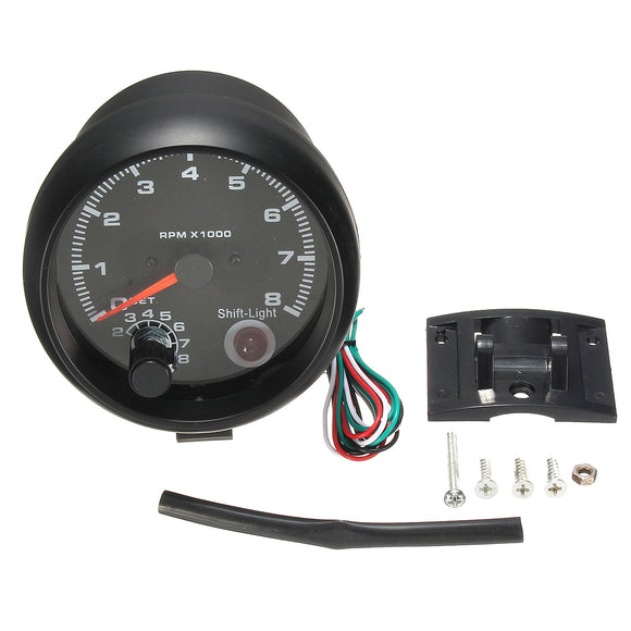 3.75'' Universal Car Tachometer Tacho Gauge Meter LED Shift Light 0-8000  RPM