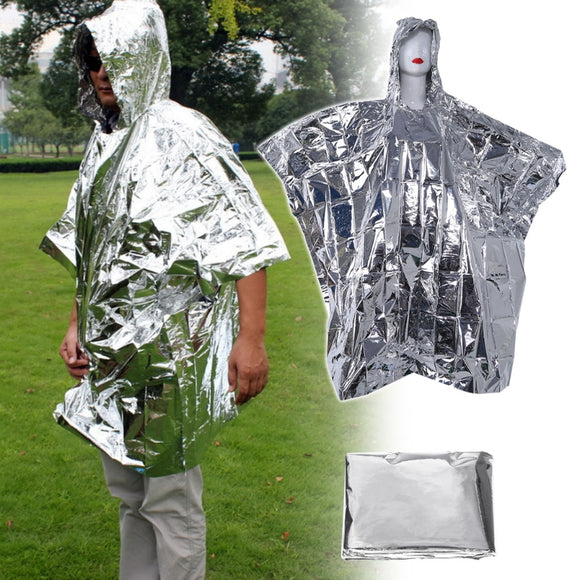 IPRee Outdoor Portable Emergency Poncho Disposable Foil Raincoat Waterproof Survival Rescue Blanket