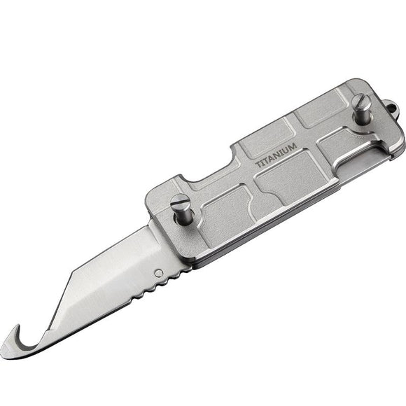 IPRee EDC Titanium Alloy Keychain Holder Pocket Tool Hook Cutter Mini Knife Emergency Kit