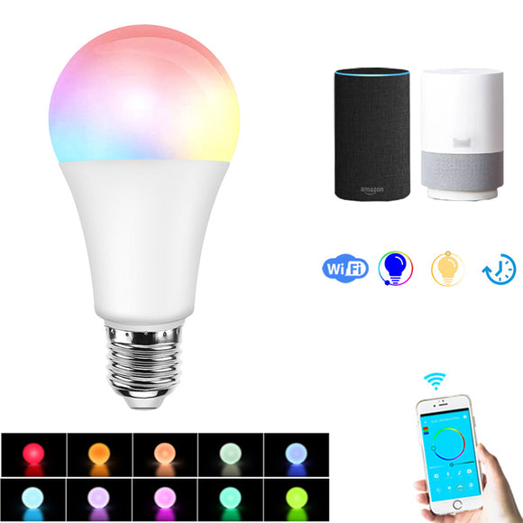 E27 7.5W RGBW Dimmable Smart Wifi APP Control LED Light Bulb Work with Alexa Google Home AC100-264V