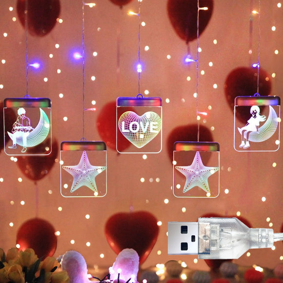 USB 3D Luminous Letters LED String Light Christmas Window Hanging Fairy Lamp for Garlands Indoor Decor DC5V