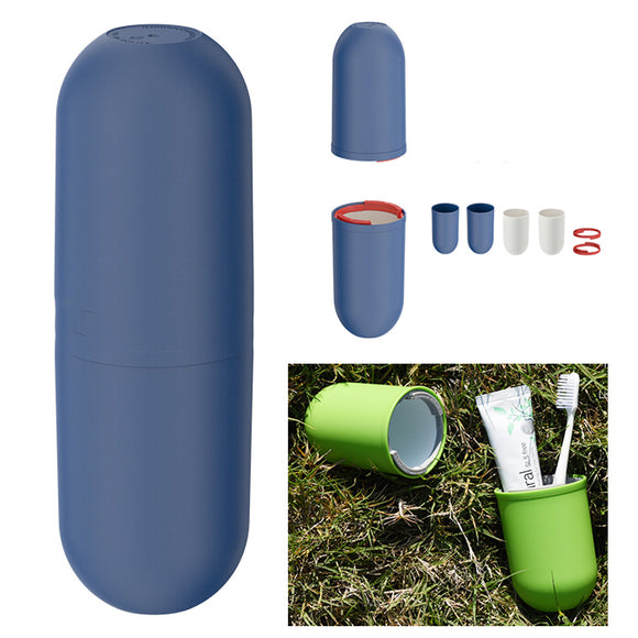 IPRee 4 In 1 Travel Capsule Wash Cup Gargle Mug Toothbrush Toothpaste Storage Case