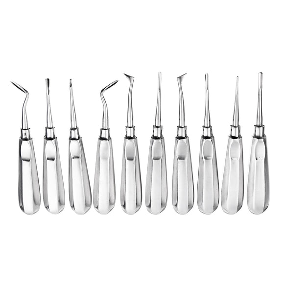 10Pcs Stainless Steel Dental Root Elevator Autoclavable for Dentist Tooth Extraction Dentel Tools kit