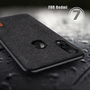 Bakeey Luxury Fabric Splice Soft Silicone Edge Shockproof Protective Case For Xiaomi Redmi 7 / Redmi Y3