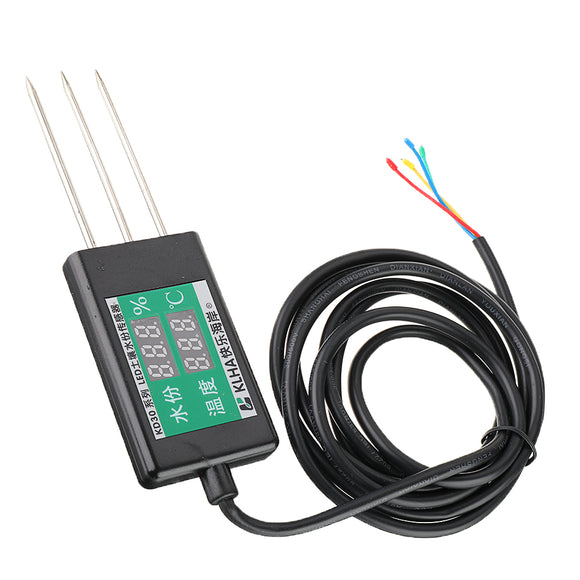 Soil Monitor Temperature and Humidity Sensor with Digital Display Temperature -30 to 70 and Humidity 0-24% Meter with Probe DC 6-12V
