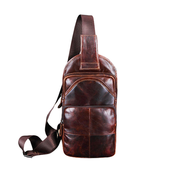 Cowhide Leather Crossbody Bag Genuine Leather Shoulder Bag Vintage Chest Bag For Men