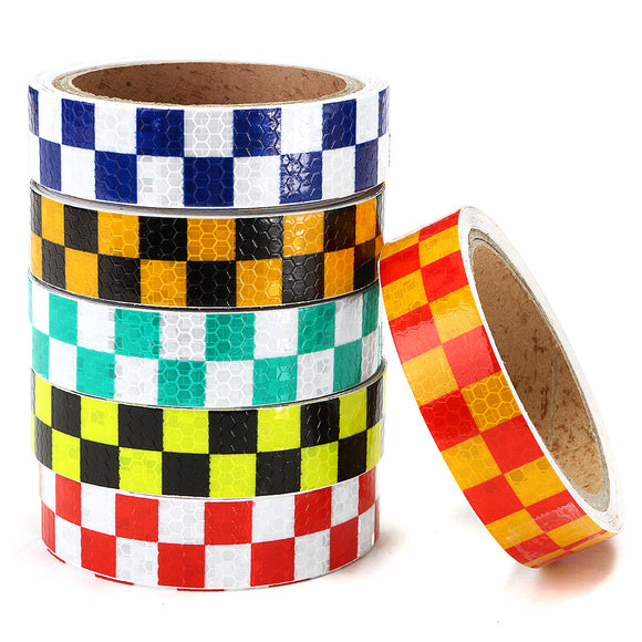 25mm*5m Warning Caution Reflective Sticker Dual Color Chequer Roll Signal