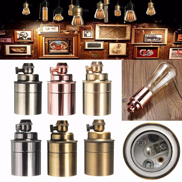 E27/E26 Solid Brass Retro Vintage ES Edison Light Socket Lamp Bulb Holder Decor