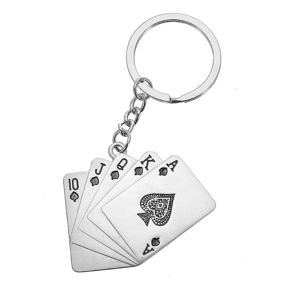 Man's Christmas Car Gift Creative Poker Metal Key Chain Ring