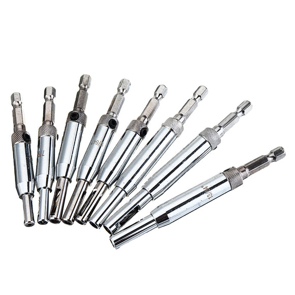 8pcs 5/16-1/4 Inch Self Centering Door Window Hinge Set Twist Wood Drill Bit Hole Puncher