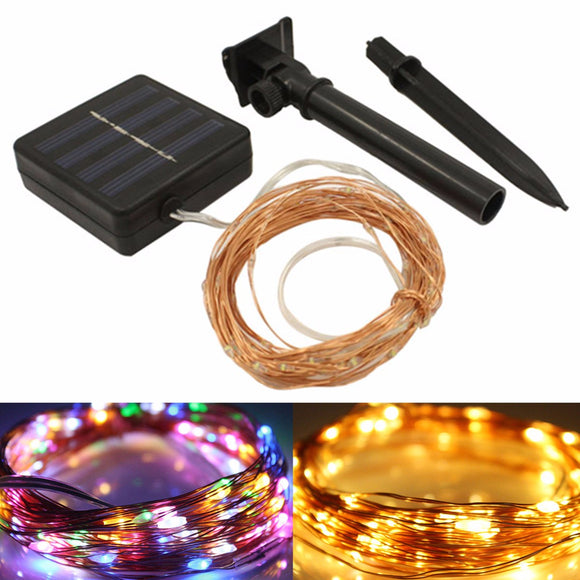 10M 100LED Solar Powered Copper Wire Fairy String Light for Halloween Christmas Party Home Decor