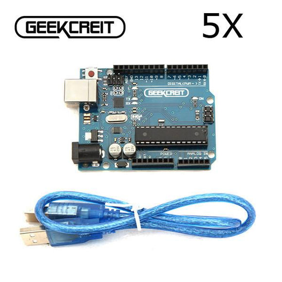 5Pcs Geekcreit Arduino Compatible UNO R3 ATmega16U2 AVR USB Development Main Board