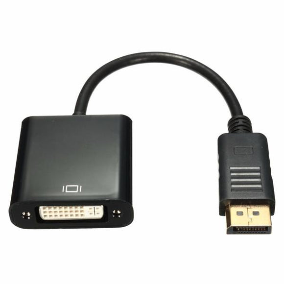 Male Plug Display Port To DVI Video Converter Line Adapter Black 200mm