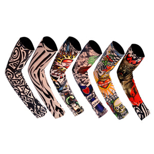 6PCS Unisex Temporary Tattoo Sleeve Nylon Arm Cool UV Sun Protection Stockings