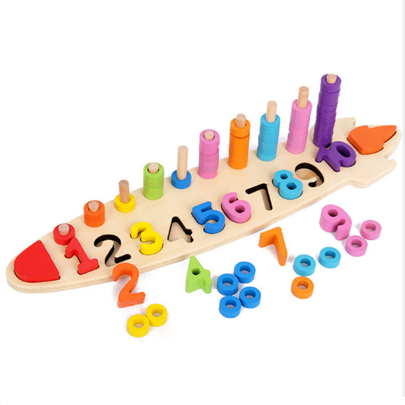 Wooden Digital Shape Paired Cognitive Board Kids Baby Early Learning Education Development Toys